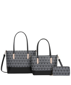 3 in 1 Fashion Tote Bag Set M8557S BLACK